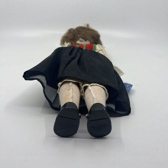 Vintage Doll Ethnic Dress Blue Green Red Lace Trims Sleepy Eyes 11" - Picture 12 of 16